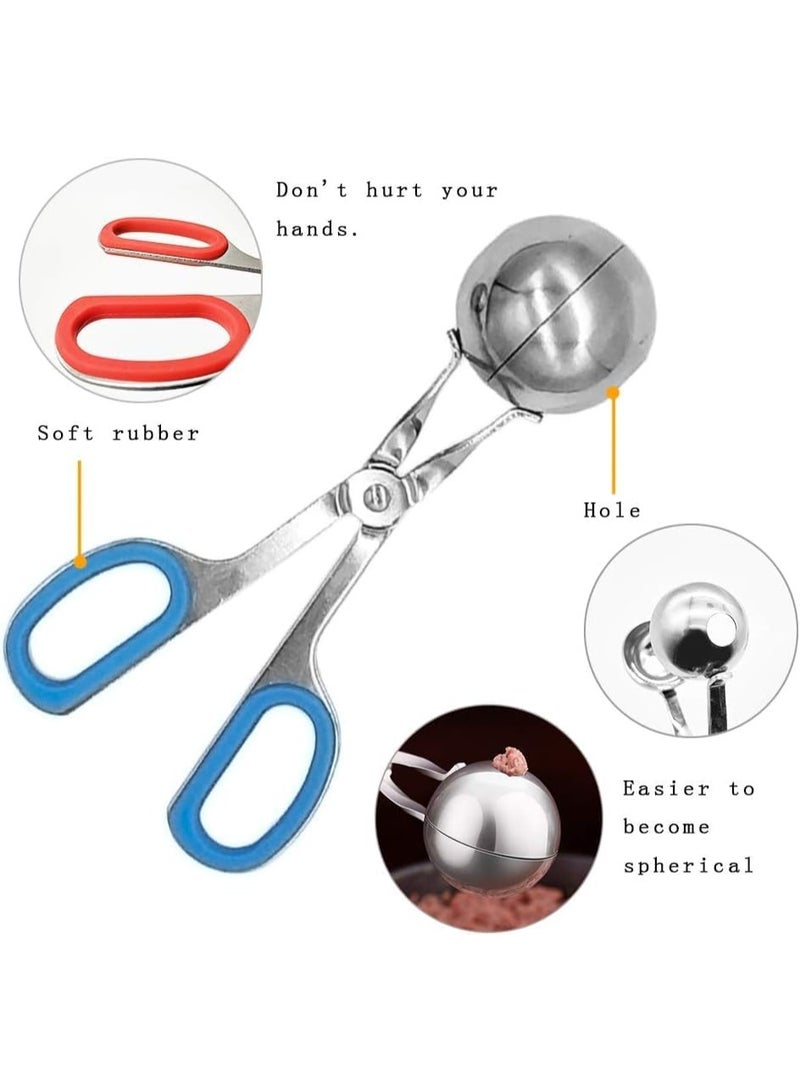 Meat Baller, 2  PCS None-Stick Meatball Maker with Detachable Anti-Slip Handles, Stainless Steel Meat Baller Tongs, Cake Pop, Ice Tongs, Cookie Dough Scoop for Kitchen (3.5cm & 4.5cm) - Image 2